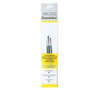 Assortiment 3 Pinceaux Manche Court Rond N°2/ Plat N°2 /Usé Bombé N°4 - Winsor Et Newton