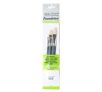 Winsor & Newton Pinceaux huile soie – Assortiment 3 pinceaux plats manche court n°4, 10 et 14