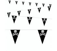W WIDMANN MILANO Party Fashion 03324 Guirlande de fanions pirates 6 m, têtes de mort, en PVC, fête à thème, décoration, carnaval