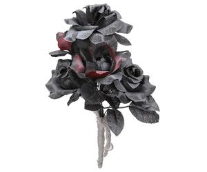 W WIDMANN MILANO Party Fashion - Bouquet de mariée d'Halloween roses | Noir et rouge comme accessoires de costume pour Halloween, le carnaval et les soirées à thème