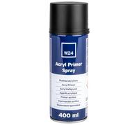 W24 Acryl Primer Spray Apprêt acrylique pour carrosserie noir 400 ml | Apprêt monocomposant facile à poncer pour acier, anciennes peintures et mastics polyester, buse rotative, séchage rapide.