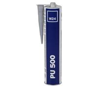 W24 PU500 Mastic-colle polyuréthane pour carrosserie gris 310 ml | Polyuréthane à prise rapide pour métal, verre et plastiques compatibles; joint souple, étanche et recouvrable.