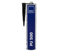 W24 PU500 Mastic-colle polyuréthane pour carrosserie noir 310 ml | Polyuréthane à prise rapide pour métal, verre et plastiques compatibles; joint souple, étanche et recouvrable.
