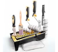 W4products Kit de peinture professionnel, 12 pièces, accessoires de peinture, kit de peinture haut de gamme, grand rouleau de 23 cm, bac à peinture, petit et grand, pinceau à cheveux, spatule à chocs,