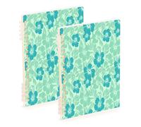 Waassud Lot de 2 cahiers à spirales détachables avec motif fleurs d'hibiscus pour le travail, l'université, 60 pages, fournitures de bureau A5