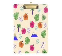 Waassud Planchette à pince avec rangement en acrylique - Motif feuilles tropicales - Organisateur décoratif pour infirmières, bureau, maison - 30,5 x 22,9 cm