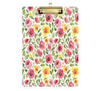 Waassud Planchette à pince avec rangement en acrylique - Motif fleurs luxuriantes - Organisateur décoratif pour infirmières, bureau, maison - 30,5 x 22,9 cm