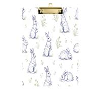 Waassud Planchette à pince en acrylique motif lapins dessinés à la main avec rangement - Organiseur décoratif pour infirmières, bureau, maison - 30,5 x 22,9 cm