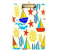 Waassud Planchette à pince en forme de bateau en forme d'étoile de mer avec rangement en acrylique pour infirmières, bureau, maison, 30,5 x 22,9 cm