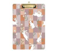Waassud Planchette à pince en forme de lapins en forme de damier avec rangement en acrylique - Pour infirmières, bureau, maison - 30,5 x 22,9 cm