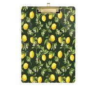 Waassud Planchette à pince jaune mûr avec rangement en acrylique - Planche à écrire à profil bas - Organisateur décoratif pour infirmières, bureau, maison - 30,5 x 22,9 cm