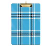 Waassud Porte-bloc à carreaux bleu tartan avec rangement en acrylique - Organiseur décoratif pour infirmières, bureau, maison - 30,5 x 22,9 cm