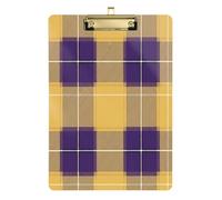 Waassud Porte-bloc à carreaux jaune et violet foncé avec rangement en acrylique - Organiseur décoratif pour infirmières, bureau, maison - 30,5 x 22,9 cm