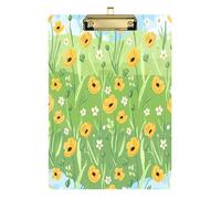 Waassud Porte-bloc à fleurs sauvages jaune printanier avec rangement en acrylique - Organiseur décoratif pour infirmières, bureau, maison - 30,5 x 22,9 cm