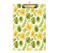 Waassud Porte-bloc à motif floral jaune tropical avec rangement en acrylique - Organiseur décoratif pour infirmières, bureau, maison - 30,5 x 22,9 cm