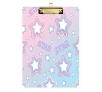 Waassud Porte-bloc en acrylique avec espace de rangement en forme d'étoiles pastel, organiseur décoratif pour infirmières, bureau, maison, 30,5 x 22,9 cm