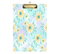 Waassud Porte-bloc floral aquarelle jaune avec rangement en acrylique - Organiseur décoratif pour infirmières, bureau, maison - 30,5 x 22,9 cm