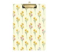 Waassud Porte-bloc floral jaune délicat avec rangement en acrylique - Organiseur décoratif pour infirmières, bureau, maison - 30,5 x 22,9 cm