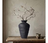 Wabi Sabi Décor Vase Ancien en Fer Rouillé - 22 cm de Haut Vase Rustique de Style Ferme Wabi Sabi pour Centre de Table, Vases en Pierre en Céramique pour Décoration de Maison, Table, Salon, Chambre