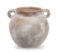 Wabi Sabi Vase en poterie avec deux poignées Décoration rustique | Petit vase rustique marron texturé vintage en céramique pour centre de table de ferme, décoration de fleurs séchées - 15 cm