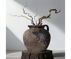 Wabi Sabi Vase Vintage rouillé de 20,1 cm de Haut - Vase en poterie Rustique pour Centre de Table, décoration d'intérieur, Table, Salon, Chambre, Salle de Bain, Cuisine