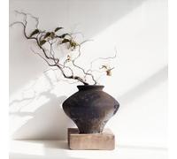 Wabi Sabi Vase vintage rouillé rustique, 16 cm de haut Wabi Sabi Decor Vase en céramique rustique de ferme pour centre de table, vases à fleurs en céramique texturée pour la décoration intérieure