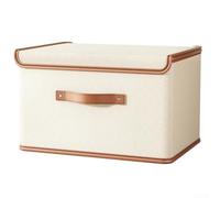 Wablissia, Boîte de rangement pliable en tissu Oxford avec couvercle à rabat, grande capacité, pour vêtements, couettes, literie, placard d'intérieur robuste, récipient d'organisation (C)