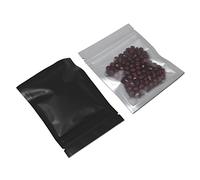 WACCOMT Pack Lot de 100 Sachets Rangement Mylar Aluminium Noir Mat 7.5x10cm | Fermeture à Glissière, Avant Plastique Transparent, Scellable sous Vide, Thermoscellable, Réutilisable, Conservation