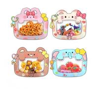 WACCOMT Pack Lot de 40 Sachets Cadeaux à Motifs de Dessins Animés | 22x16.5cm, Cat Bear Elephant Bunny 4 Couleurs, Transparent Scellable, Récipients pour Collations, Pour la Faveur de la Fête