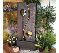 Wacredo Gambia Kit complet de jeu d'eau de qualité supérieure - 119 cm - Fontaine d'intérieur - Fontaine d'intérieur - Aspect ardoise - Mur de roche architecturale pour salon et jardin - Avec 3 spots