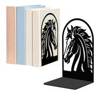 WADORN 1 Paire de Serre-Livres Décoratifs en Métal Cheval, Tête de Cheval Vintage Support de Livres Lourd Antidérapant pour Bureau Domicile École Bibliothèque Étagère de Bureau Salle d'Étude
