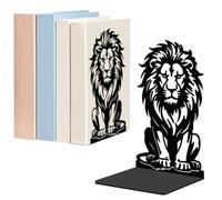 WADORN 1 Paire de Serre-Livres Décoratifs Lion en Métal pour Étagères, Serre-Livres Robustes Modernes Support de Livre Antidérapant Noir pour Bureau Bibliothèque Maison, 13.5x11x20cm