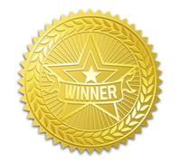 WADORN 100 autocollant en Feuille D'Or avec Étoiles Gagnantes en Relief, 5cm Sceaux de Certificat et Diplôme en Feuille D'Or Autocollants de Félicitations Couronne de Pentagramme pour Enveloppes