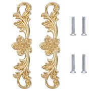WADORN 2 Pcs Poignée de Meuble Floral, Bouton de Tirage pour Tiroir Commode | Dorées Poignées de Meuble Florales avec Vis, 6.4 cm d'Entraxe, 14.5 cm de Longueur, Poignée de Tiroir de Commode