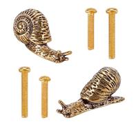 WADORN 2 Pièces Boutons de Meuble en Laiton Escargot, Bouton de Tiroir Animal Doré avec Vis Poignées de Tirage Vintage pour Armoire Meuble Garde-robe Porte de Salle de Bain et Quincaillerie