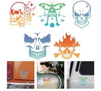 WADORN 5 Autocollant de Voiture en Vinyle de Tête de Mort, Autocollants de Crâne et de Papillon pour Décoration de Véhicule de Voiture Squelette Os de Crâne pour Camion Capot de Voiture Moto Portable