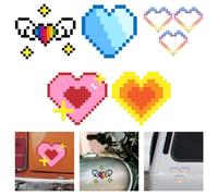 WADORN 5 Autocollant Vinyl Stickers Cœur pour Saint Valentin, Graphique Amour Heart Vinyl Decal Coloré Pixel Étanche Voiture Camion Skateboard Tasse