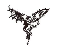 WADORN Décoration Murale en Métal Représentant un Diable et un Ange, Sculpture Murale Contes de Fées Panneau en Forme de Silhouette Diable avec Aile D'Ange Plaque D'Art Mural Décor, 30x28.8cm