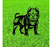 WADORN Enjoliveur de Jardin Métallique Bouledogue Français, Silhouette de Chien Bully Noir Décoration Extérieure Art de Cour Ornements Animaux Cadeaux pour Allées Pelouse Patio Arrière-Cour