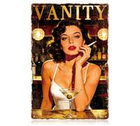 WADORN Enseigne Métallique Rétro de Pin-Up Cigarette, 20x30cm Décor Murale Vintage Femme Vanité Art Décoratif Badass Glam Plaque Décor Poster Cadeau pour Maison Bar Pub Garage Cinéma Antre Masculin