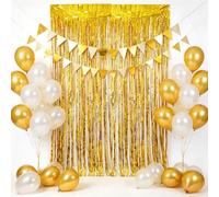 WADORN Lot de 6 rideaux à franges dorés - 2 x 1 m - Guirlande de décoration de fête - Grande guirlande pour enterrement de vie de jeune fille - Toile de fond photo
