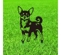 WADORN Piquets Décoratifs de Jardin en Métal de Chien Chihuahua, Statues de Chien en Métal Uniques pour L'Extérieur Chihuahua Cadeaux de Amoureux des Animaux pour Femmes Hommes Terrasse Pelouse