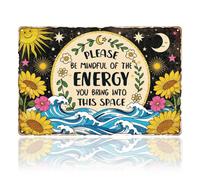 WADORN Plaque en métal vintage avec inscription « Please Be Mindful of the Energy You Bring Into This Space » - 20,3 x 30,5 cm