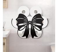 WADORN Porte Papier Toilette en Métal de Nœud,Amusant Rangement de Papier Toilette Décoratif en Métal de Nœud Noir pour 8 Rouleau Supplémentaire Organiseur Mural Autoportant Amusant pour Coquette