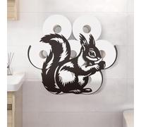 WADORN Porte Papier Toilette en Métal Écureuil, Amusant Rangement Décoratif Papier Toilette en Métal Écureuil pour 8 Rouleau Supplémentaire Organiseur Mural Amusant et Autonome pour Salle de Bain