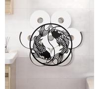WADORN Porte Papier Toilette en Métal Poisson Yin Yang, Rangement de Papier Toilette Décoratif en Métal Poisson Tai Chi pour 8 Rouleau Supplémentaire Organiseur Mural Amusant et Autonome pour Maison