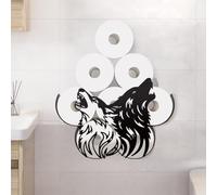 WADORN Yin Yang Wolf Metal Paper Toilet Holder pour 8 Rouleaux supplémentaires, Double tête Stockage Tissu Toilette Noir Toilettes décoratives Organisateur Papier monté au Mur pour salles de Bains