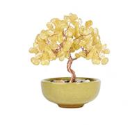WADUBI Arbre de Vie en Cristal de Quartz Jaune Fait Main - Décoration de Guérison pour Maison et Bureau, Cadeau Porte-Bonheur Thème Chakra pour Femme