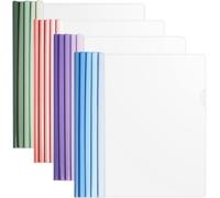 WADY Lot de 20 protège-cahiers A4 transparents, rails de serrage transparents, classeur A4, reliure à pince en plastique PP, chemises de candidature, baguettes multicolores
