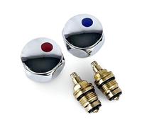 Wärmer System Couvercles de Tête Standard pour Robinets Chaud & Froid 1/2'' - Métal Plaqué Chrome avec Boutons Rouges et Bleus (Paire)